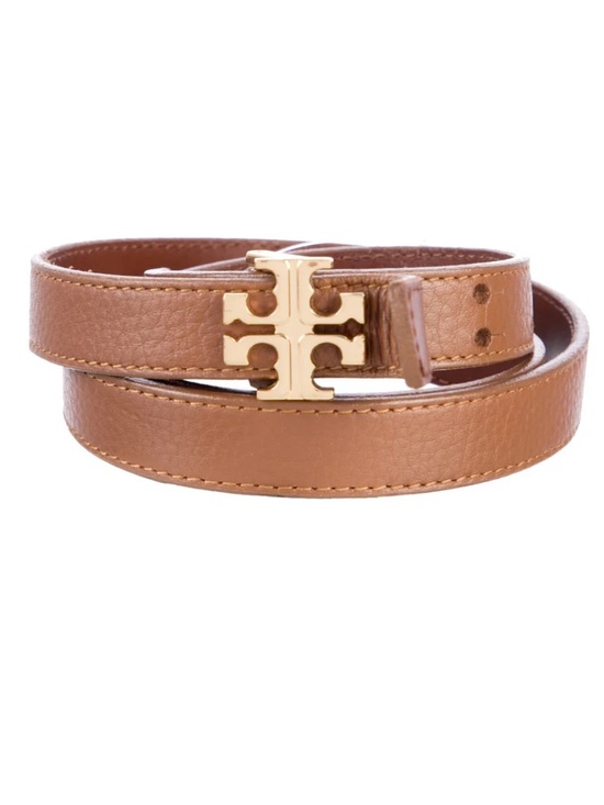 Tory Burch Accessories - Tory Burch Brown Leather Double-Wrap Belt with Gold Logo